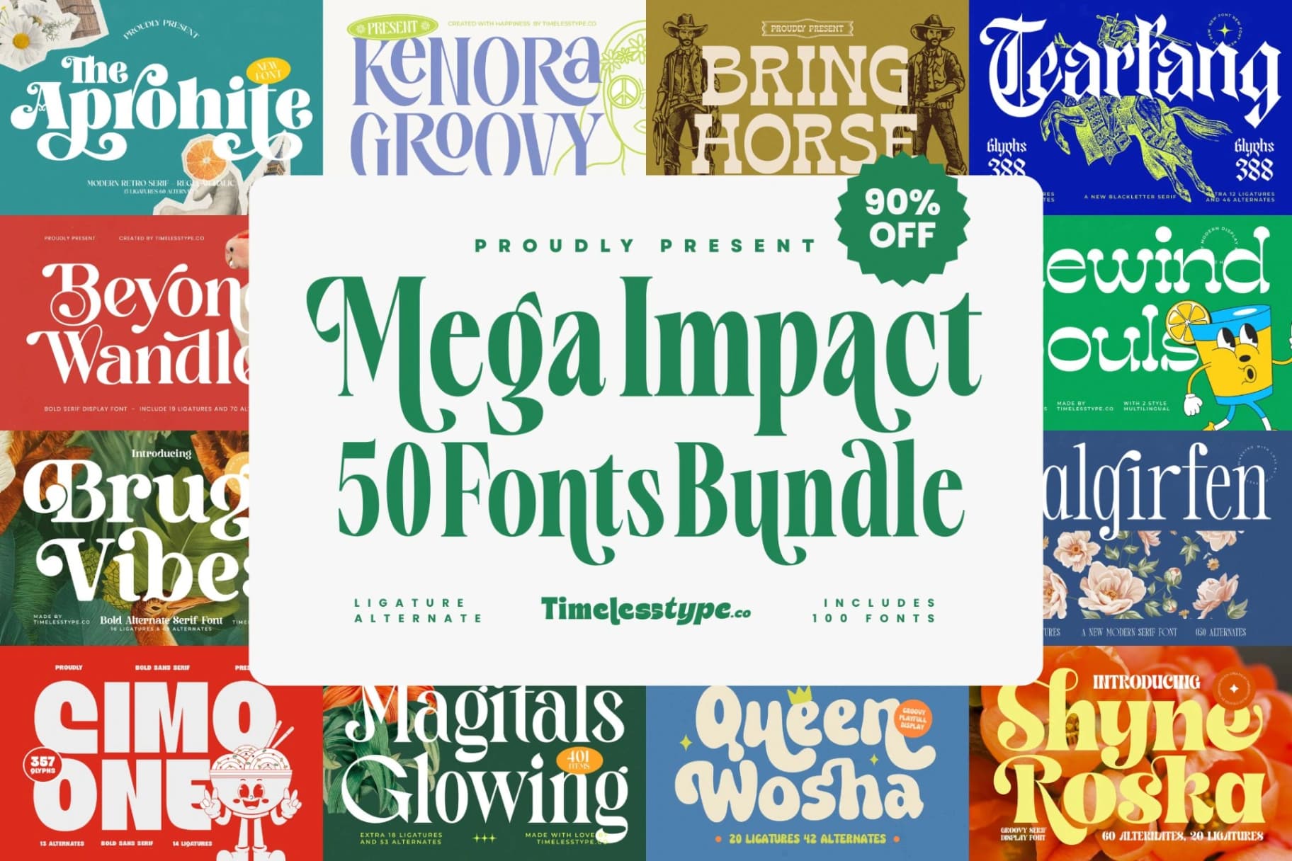 Mega Impact 50 Fonts Bundle