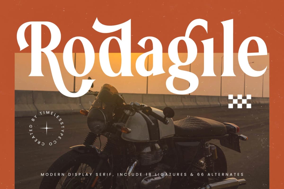Rodagile - Modern Display Serif font preview 1