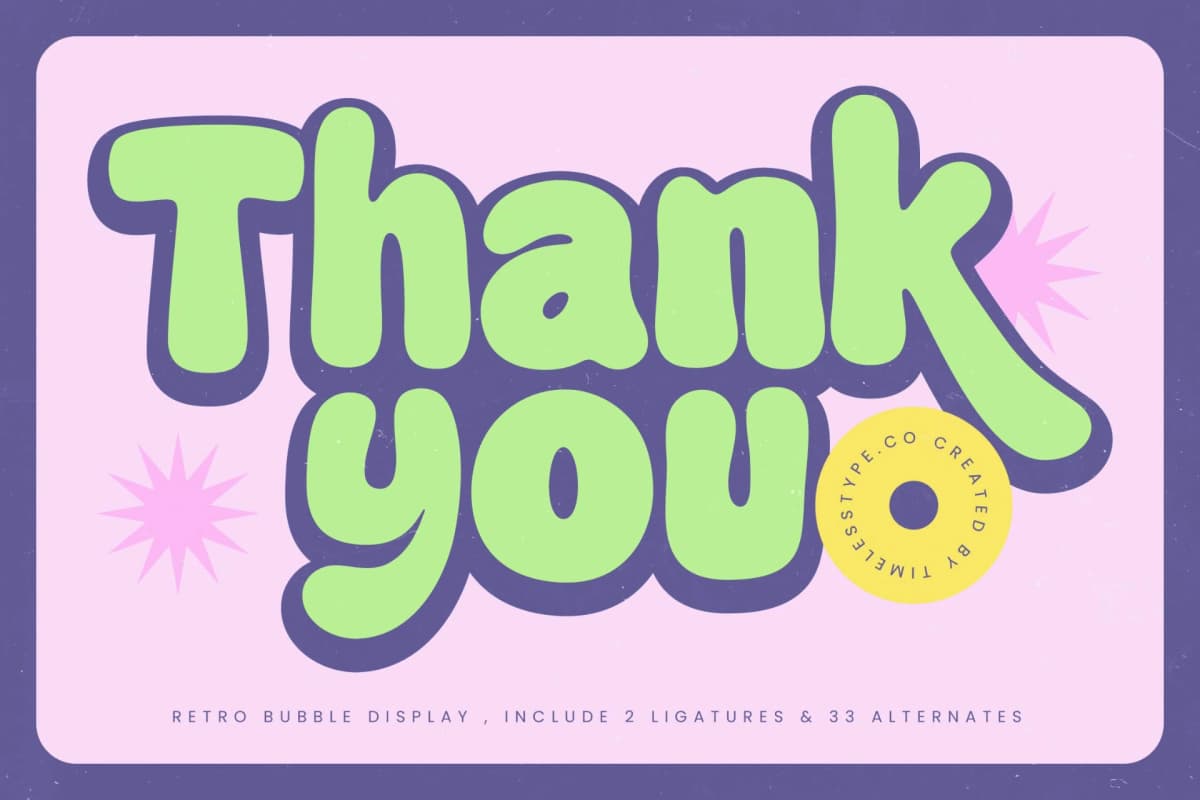 Funky Glitz - Retro Bubble Display font preview 20