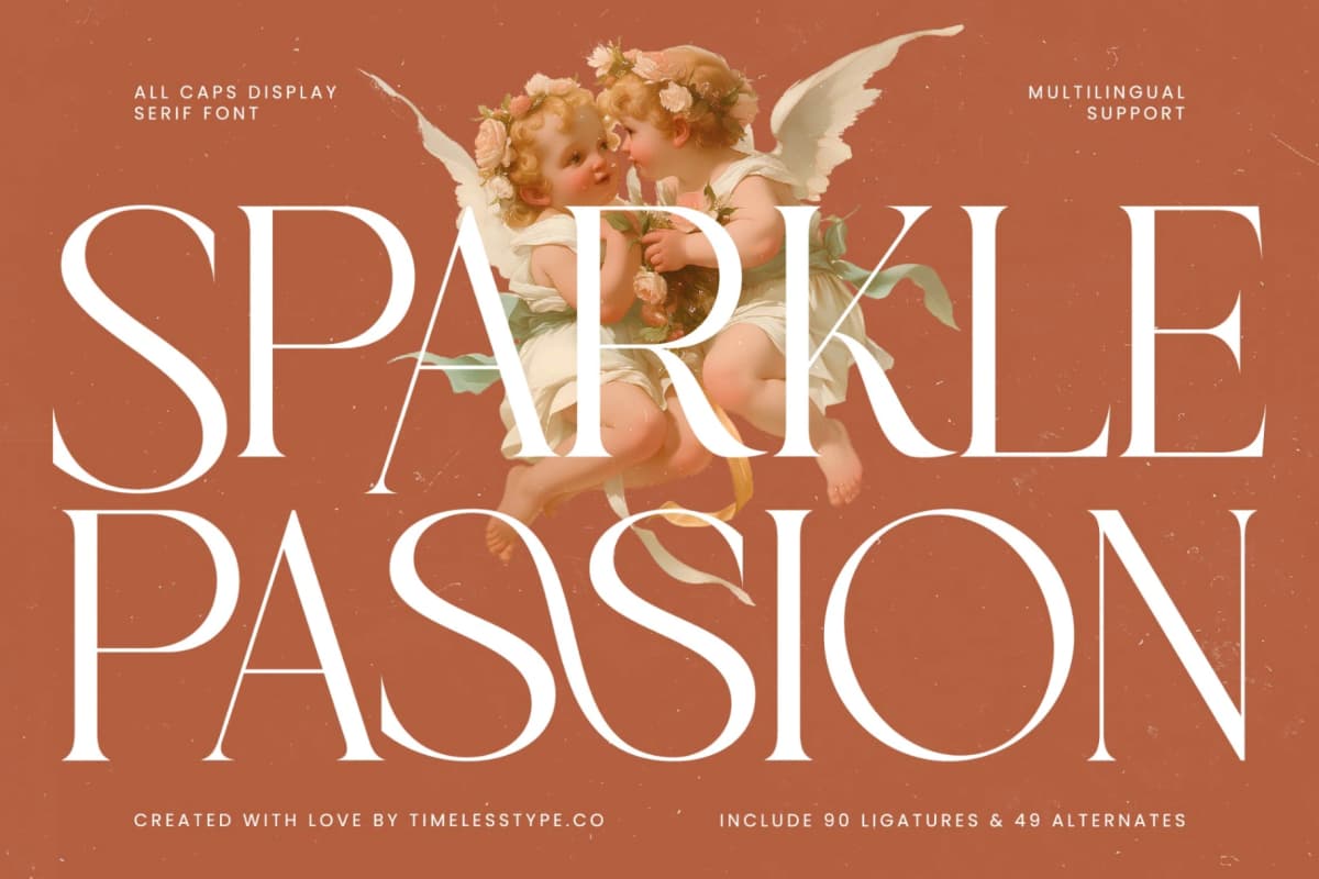 Sparkle Passion - All Caps Display Serif Font font preview 1