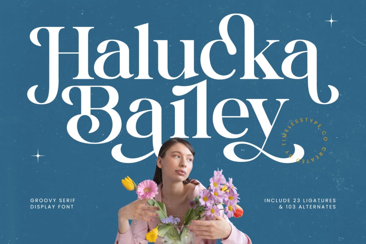Halucka Bailey - Groovy Serif Display Font font preview 1