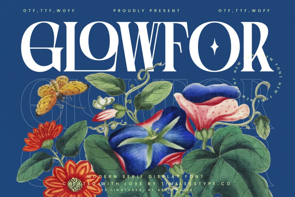 Glowfor - Modern Serif Display Font font preview 1