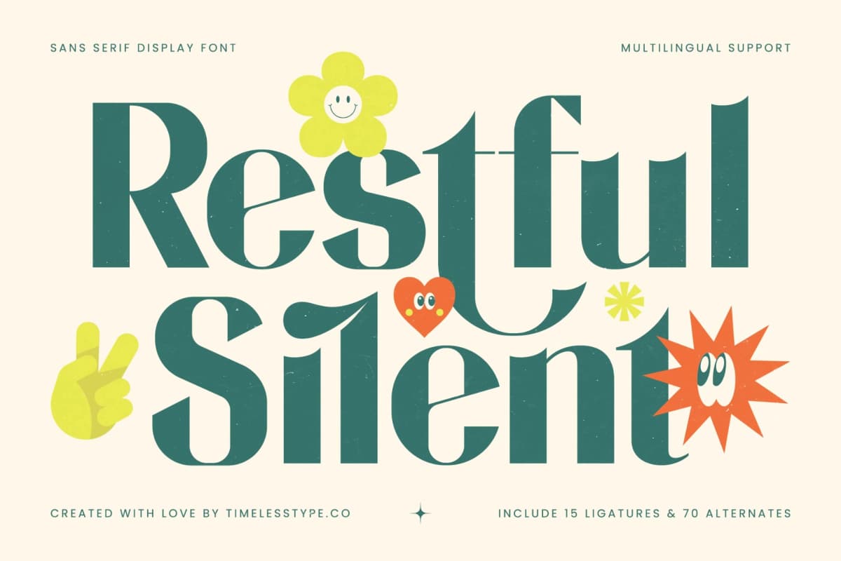 Restful Silent - Sans Serif Display Font font preview 1