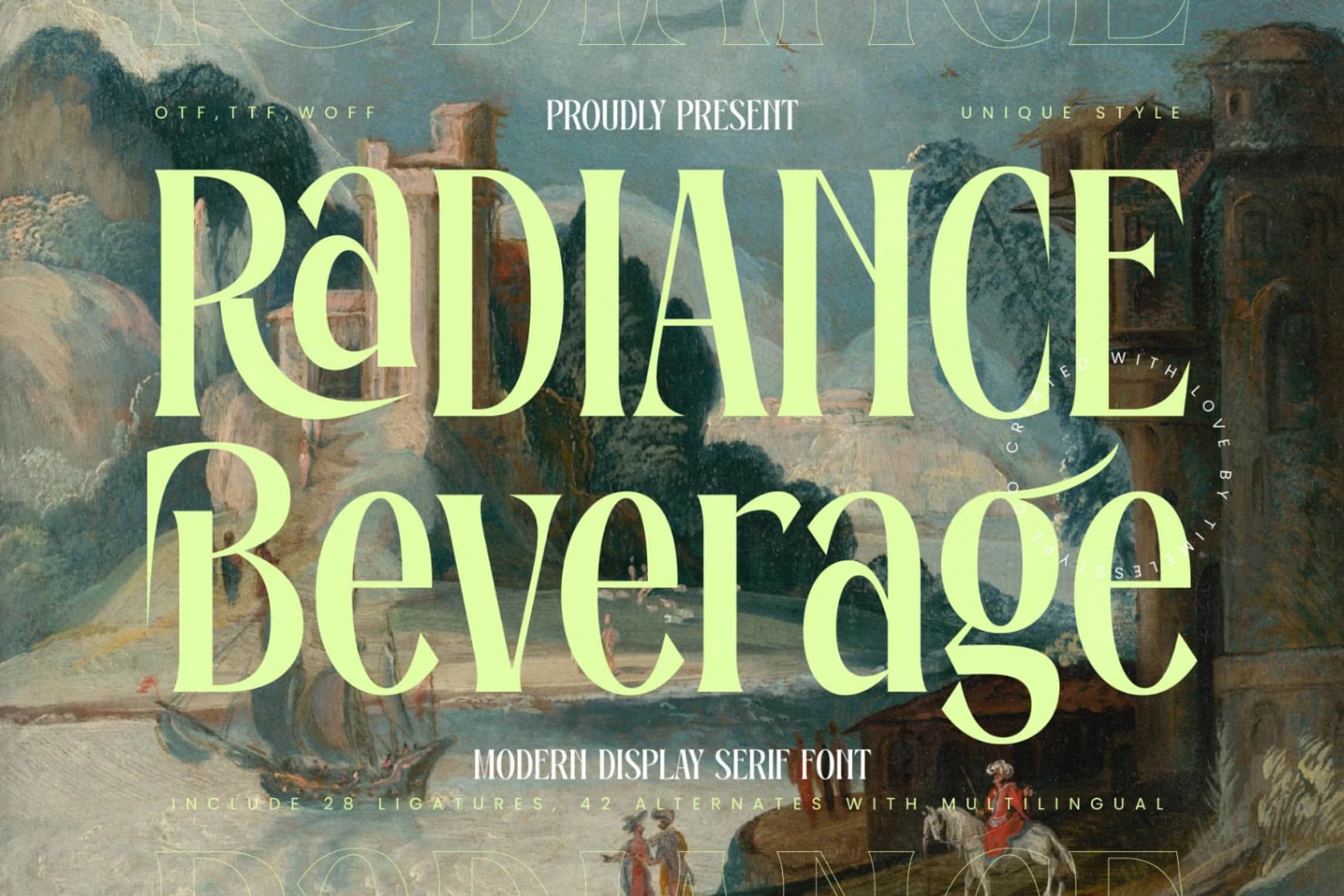Preview of Radiance Beverage - Modern Display Serif Font font