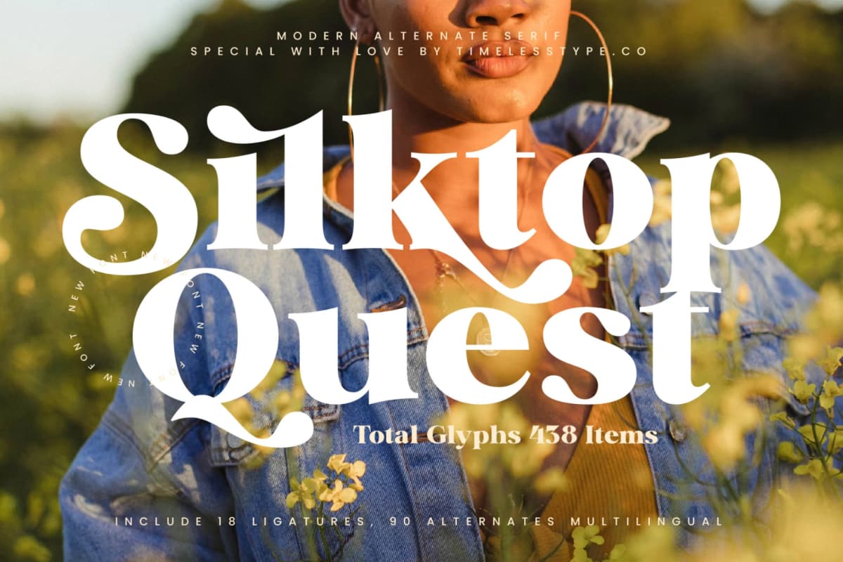 Silktop Quest - Modern Alternate Serif font preview 1