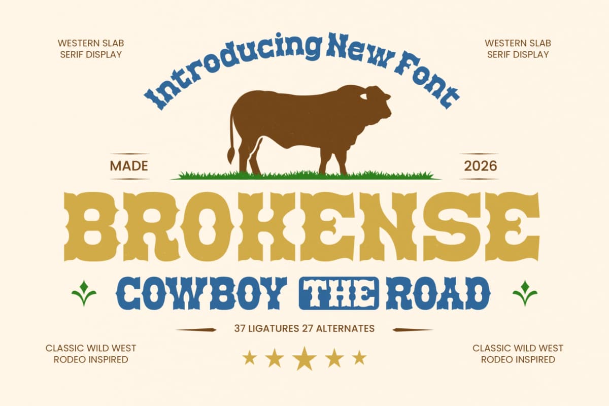 Brokense Cowboy - Western Slab Serif Display font preview