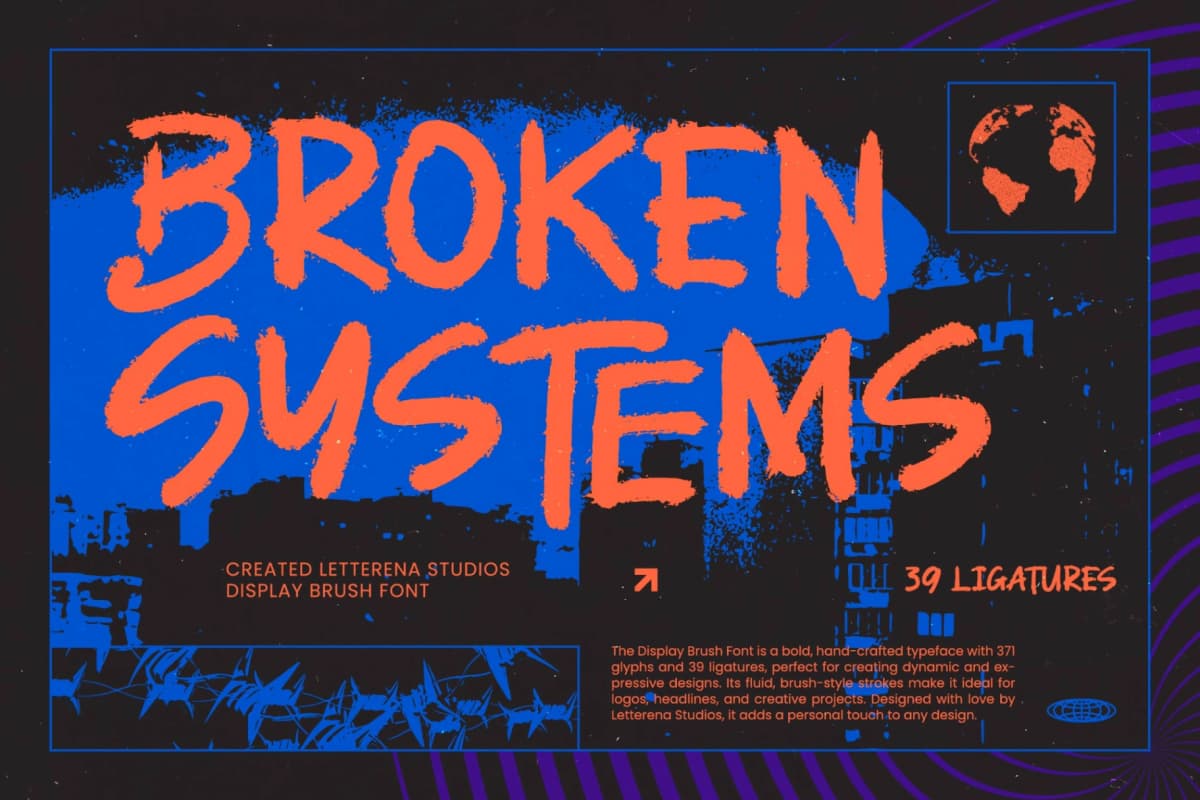 Broken Systems – Display Brush Font font preview