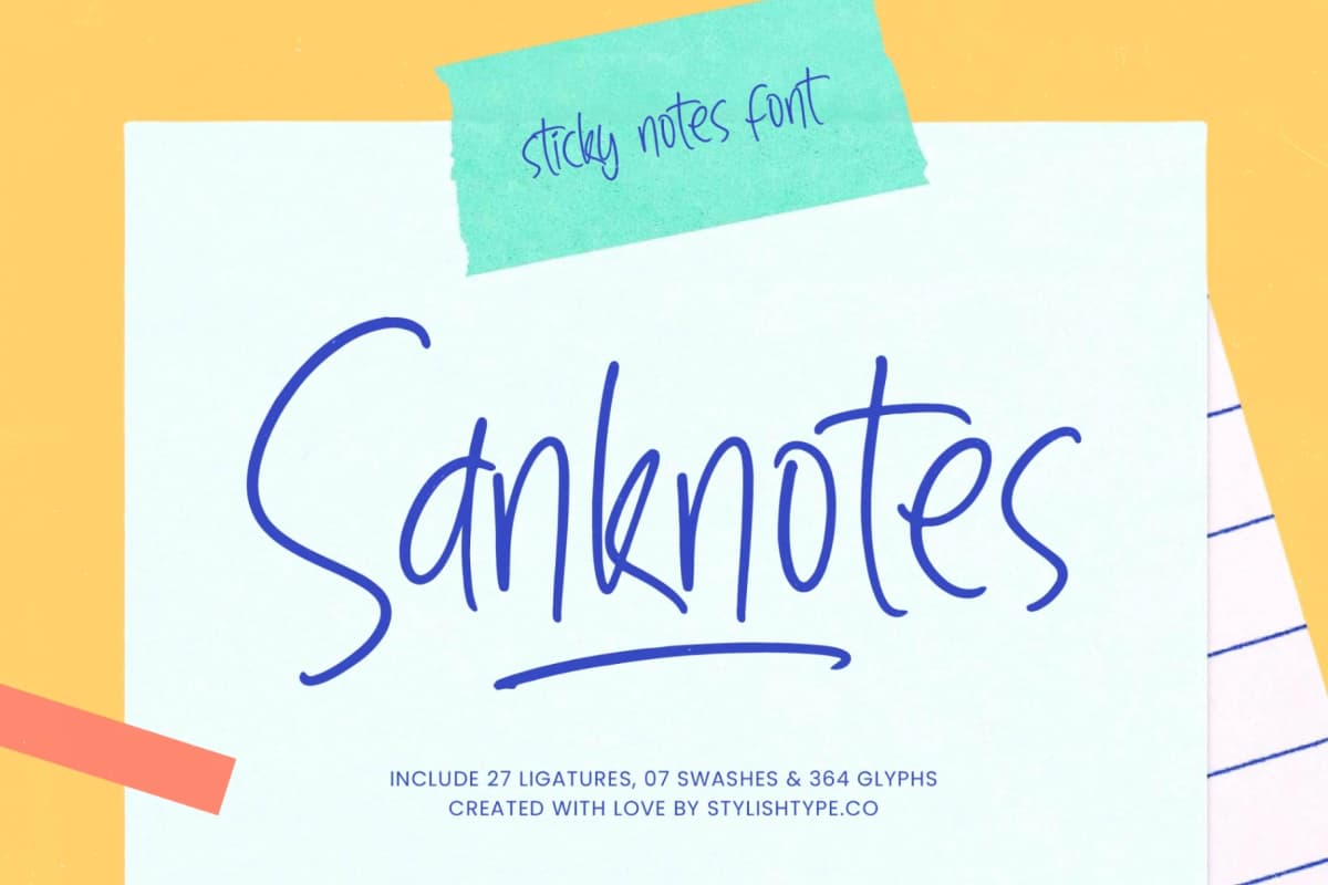Sanknotes - Sticky Notes Font font preview
