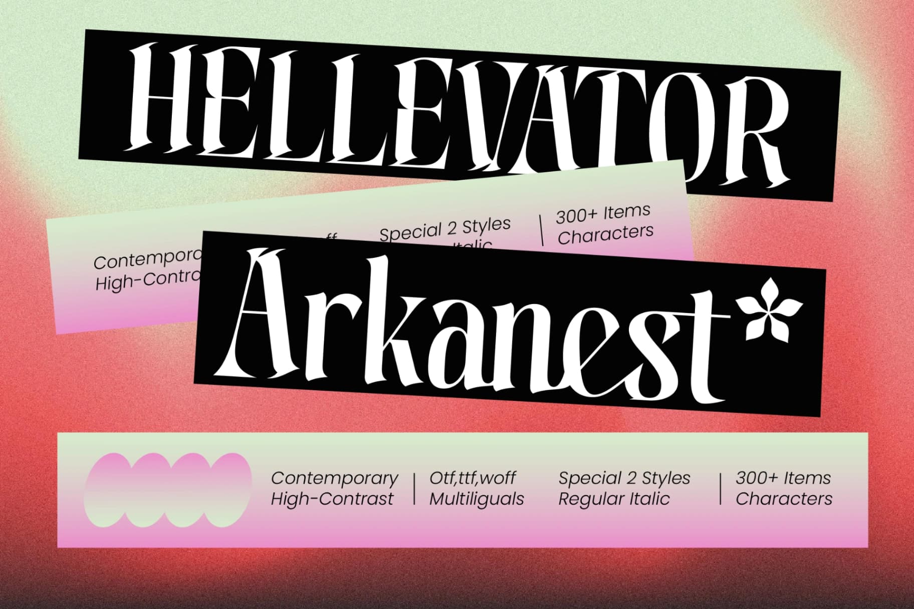 Preview of Hellevator Arkanest - Modern High-Contrast Serif Font font