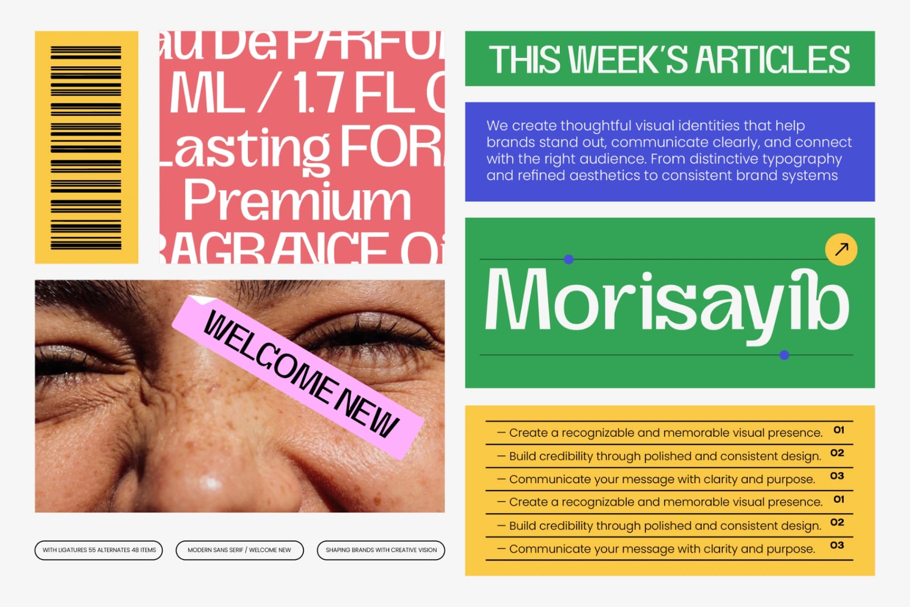 Preview of Morisayib - Modern Editorial Sans font