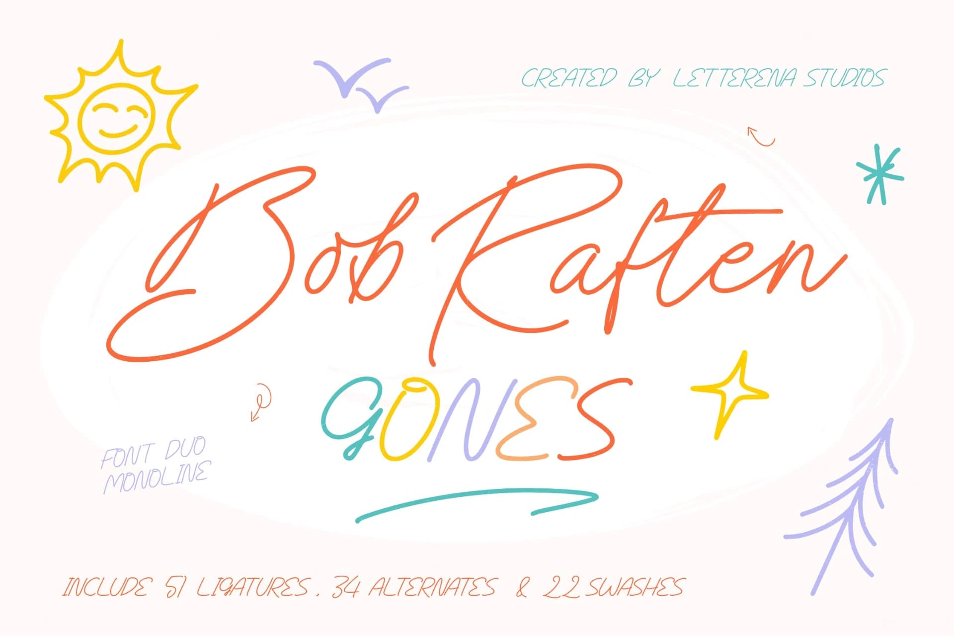 Preview of Bob Raften Gones - Font Duo Monoline font