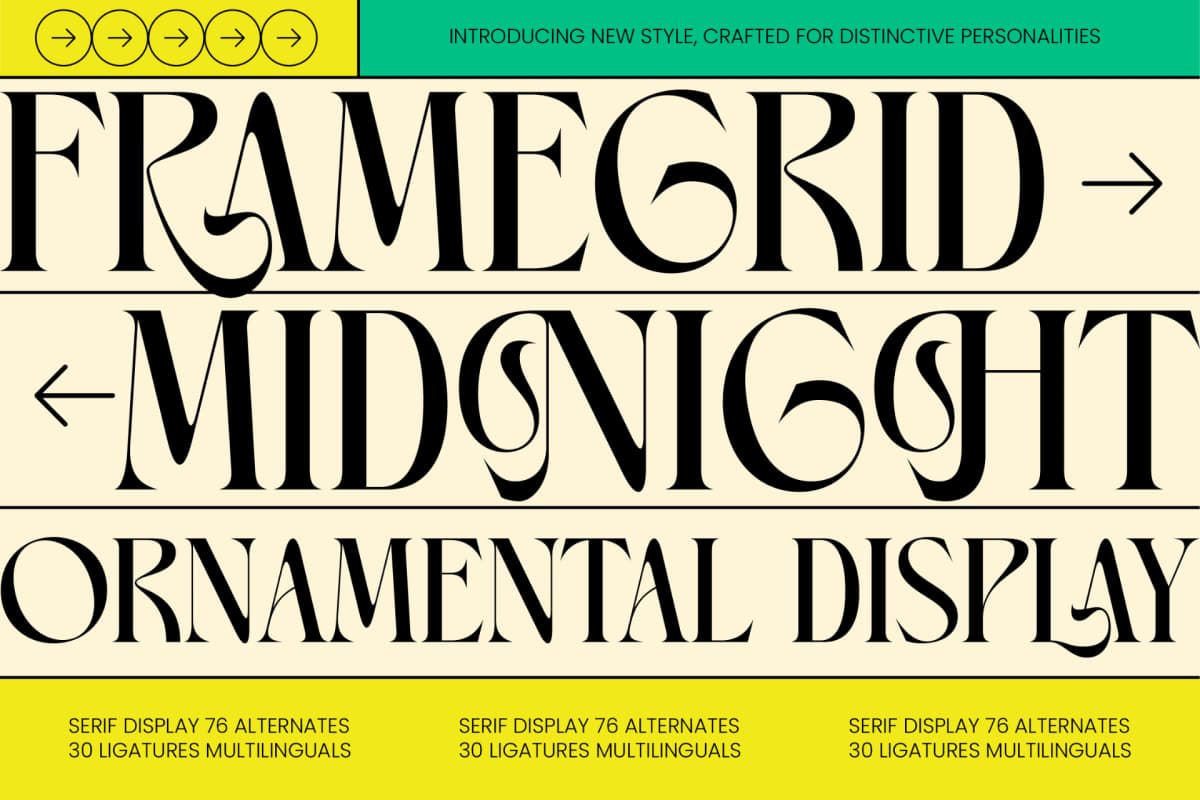 Framegrid Midnight – Serif Display font preview