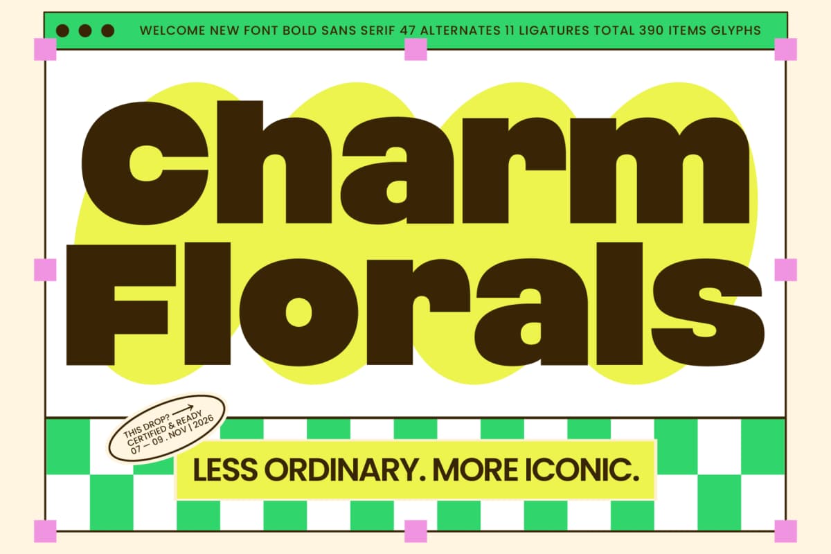 Charm Florals – Bold Sans Serif Font font preview